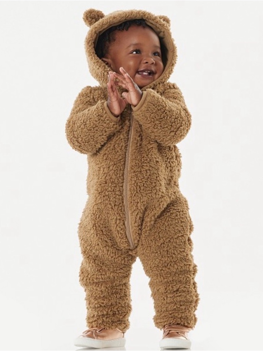 Pottery Barn Kids Cozy Teddy Sherpa One-Piece Romper in Brown - size 6-12 months